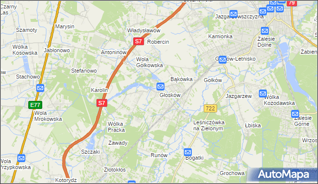 mapa Głosków gmina Piaseczno, Głosków gmina Piaseczno na mapie Targeo