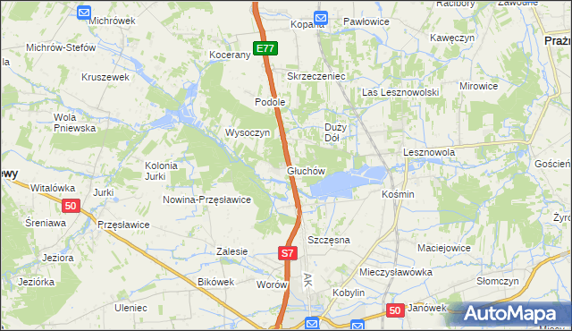mapa Głuchów gmina Grójec, Głuchów gmina Grójec na mapie Targeo