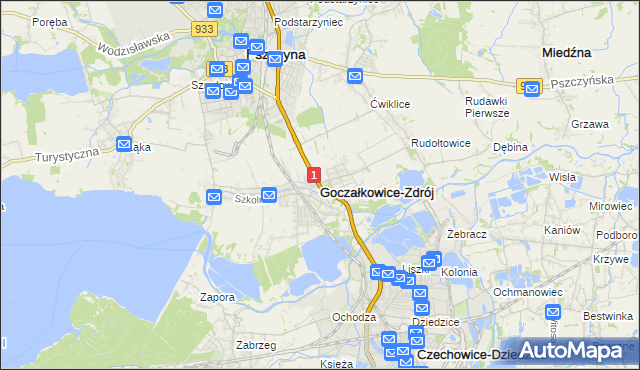 mapa Goczałkowice-Zdrój, Goczałkowice-Zdrój na mapie Targeo