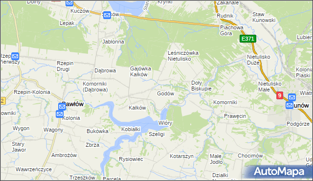 mapa Godów gmina Pawłów, Godów gmina Pawłów na mapie Targeo
