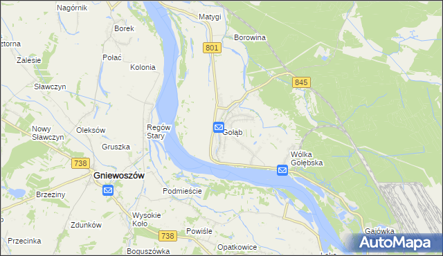 mapa Gołąb gmina Puławy, Gołąb gmina Puławy na mapie Targeo