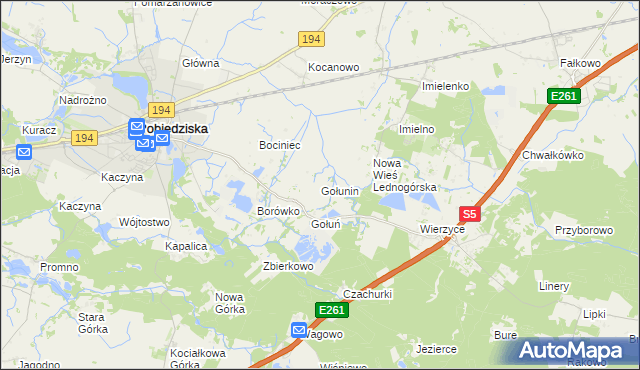 mapa Gołunin, Gołunin na mapie Targeo