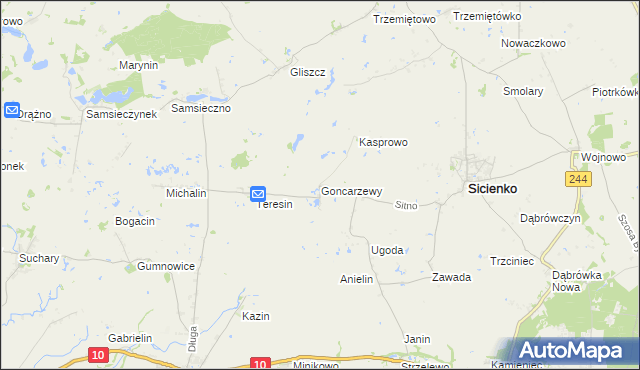 mapa Goncarzewy, Goncarzewy na mapie Targeo