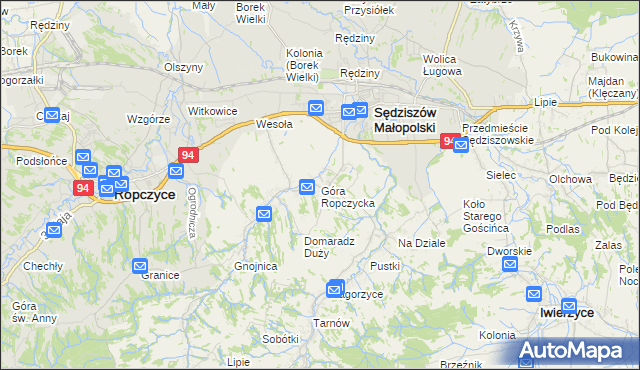 mapa Góra Ropczycka, Góra Ropczycka na mapie Targeo