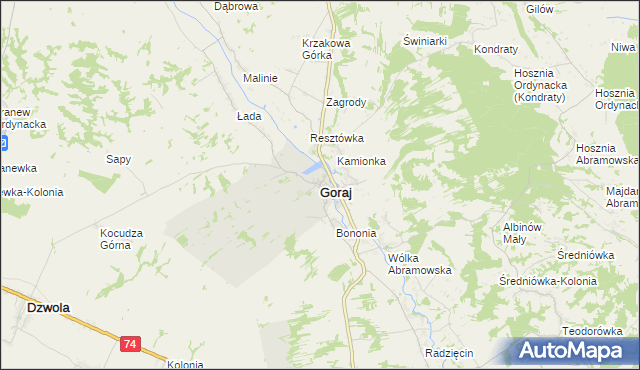 mapa Goraj powiat biłgorajski, Goraj powiat biłgorajski na mapie Targeo