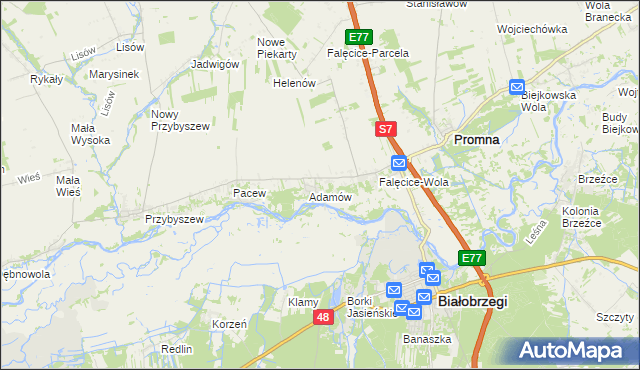 mapa Góry gmina Promna, Góry gmina Promna na mapie Targeo