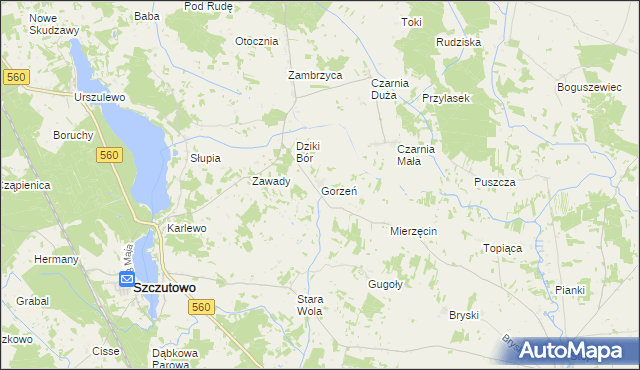 mapa Gorzeń gmina Szczutowo, Gorzeń gmina Szczutowo na mapie Targeo