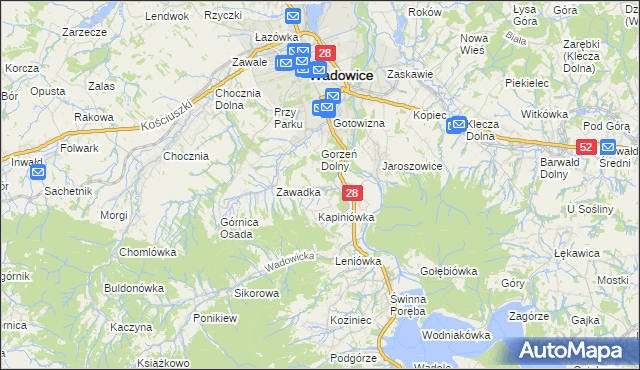 mapa Gorzeń Górny, Gorzeń Górny na mapie Targeo