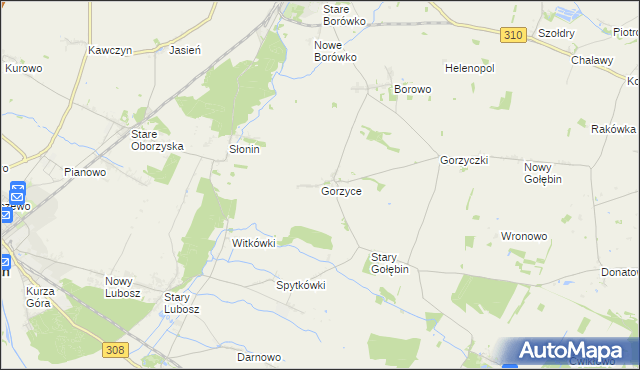 mapa Gorzyce gmina Czempiń, Gorzyce gmina Czempiń na mapie Targeo