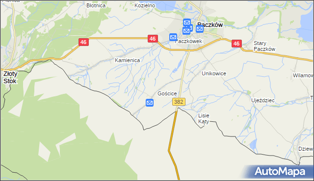 mapa Gościce, Gościce na mapie Targeo