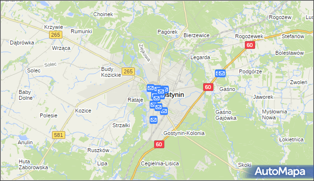 mapa Gostynin, Gostynin na mapie Targeo