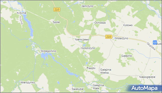 mapa Goszczyno gmina Dębnica Kaszubska, Goszczyno gmina Dębnica Kaszubska na mapie Targeo