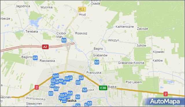 mapa Grabanów, Grabanów na mapie Targeo