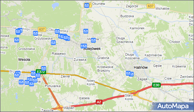 mapa Grabina gmina Halinów, Grabina gmina Halinów na mapie Targeo