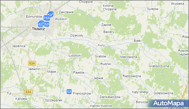 mapa Grabów gmina Tłuszcz, Grabów gmina Tłuszcz na mapie Targeo