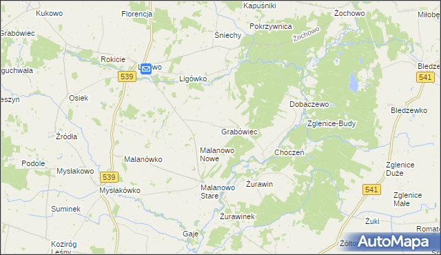 mapa Grabówiec gmina Mochowo, Grabówiec gmina Mochowo na mapie Targeo