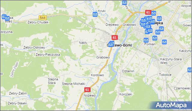 mapa Grabowo gmina Olszewo-Borki, Grabowo gmina Olszewo-Borki na mapie Targeo