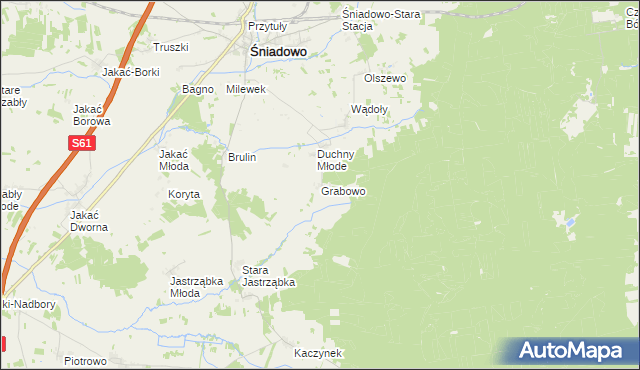 mapa Grabowo gmina Śniadowo, Grabowo gmina Śniadowo na mapie Targeo