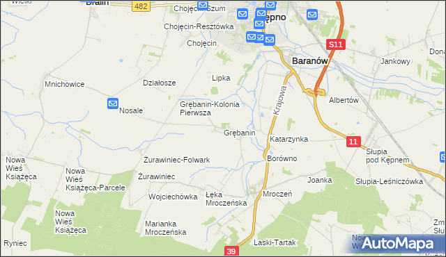 mapa Grębanin, Grębanin na mapie Targeo