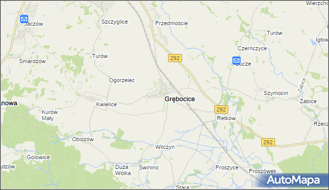 mapa Grębocice, Grębocice na mapie Targeo