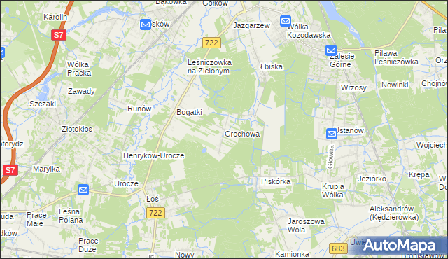 mapa Grochowa gmina Piaseczno, Grochowa gmina Piaseczno na mapie Targeo