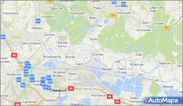 mapa Gromiec, Gromiec na mapie Targeo