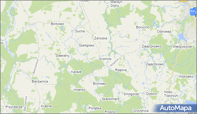 mapa Gromnik gmina Połczyn-Zdrój, Gromnik gmina Połczyn-Zdrój na mapie Targeo