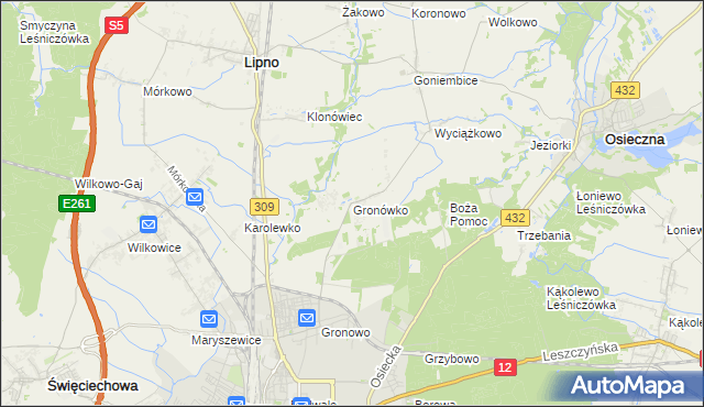 mapa Gronówko gmina Lipno, Gronówko gmina Lipno na mapie Targeo
