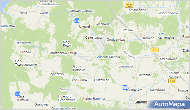 mapa Grudzeń-Kolonia, Grudzeń-Kolonia na mapie Targeo
