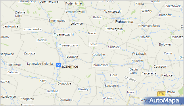 mapa Gruszów gmina Pałecznica, Gruszów gmina Pałecznica na mapie Targeo