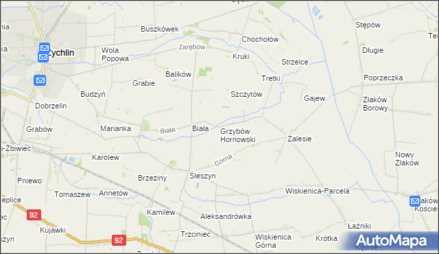 mapa Grzybów Hornowski, Grzybów Hornowski na mapie Targeo