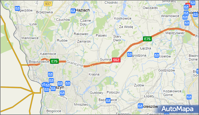 mapa Gumna, Gumna na mapie Targeo