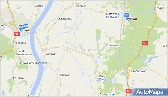 mapa Gurcz, Gurcz na mapie Targeo