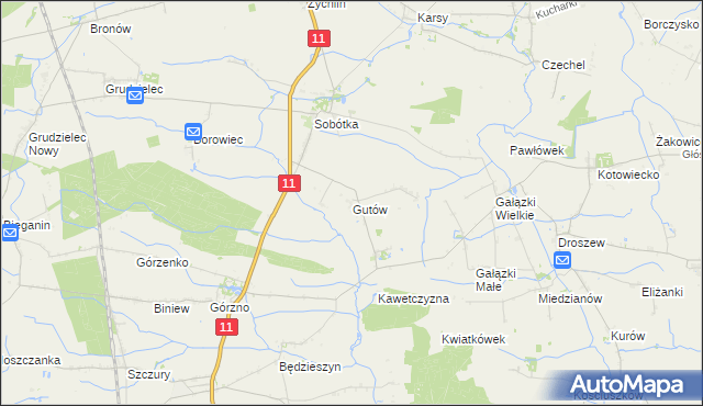 mapa Gutów gmina Ostrów Wielkopolski, Gutów gmina Ostrów Wielkopolski na mapie Targeo