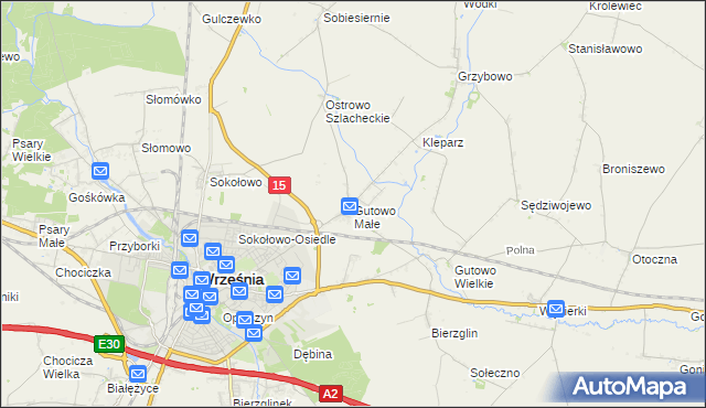 mapa Gutowo Małe, Gutowo Małe na mapie Targeo