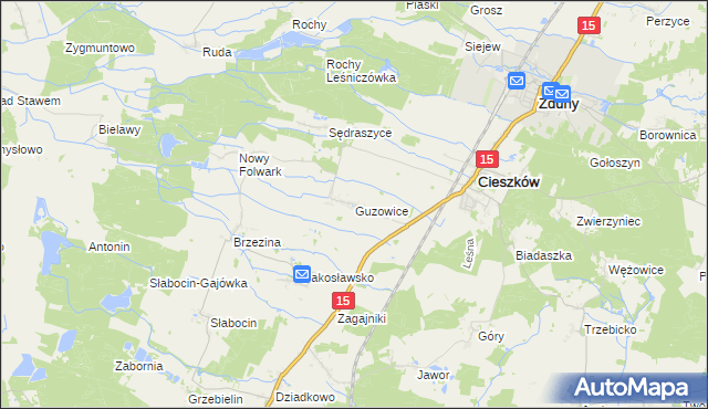 mapa Guzowice, Guzowice na mapie Targeo