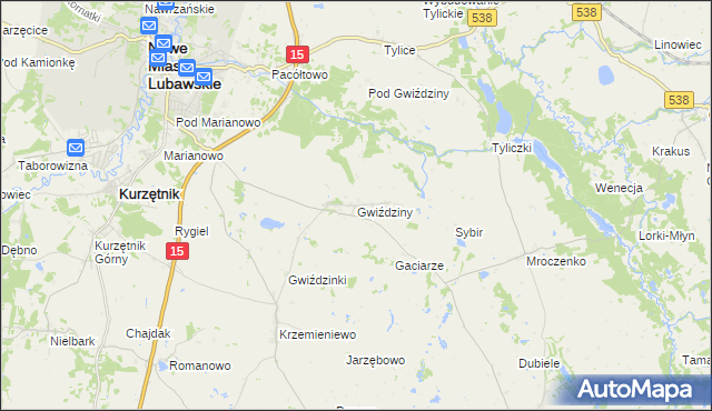 mapa Gwiździny gmina Nowe Miasto Lubawskie, Gwiździny gmina Nowe Miasto Lubawskie na mapie Targeo