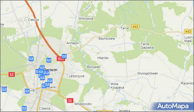 mapa Hilarów gmina Jarocin, Hilarów gmina Jarocin na mapie Targeo
