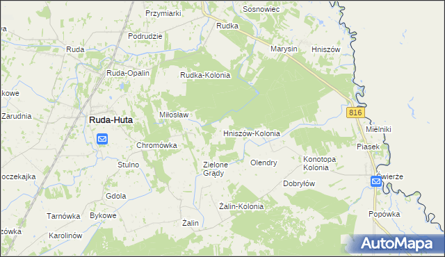 mapa Hniszów-Kolonia, Hniszów-Kolonia na mapie Targeo