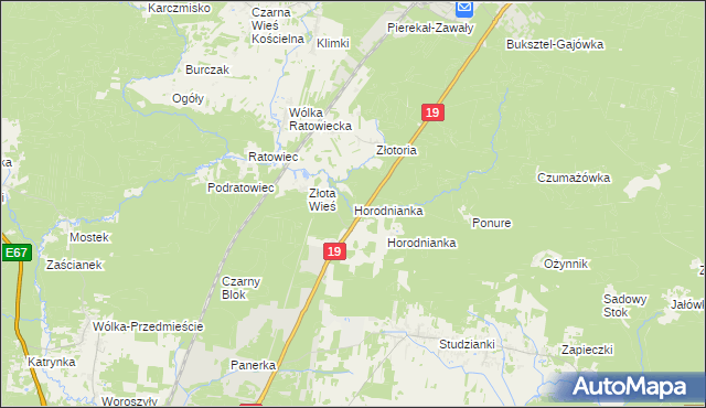 mapa Horodnianka gmina Czarna Białostocka, Horodnianka gmina Czarna Białostocka na mapie Targeo