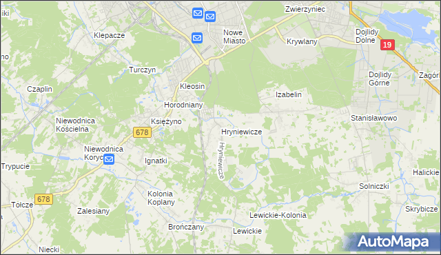 mapa Hryniewicze, Hryniewicze na mapie Targeo