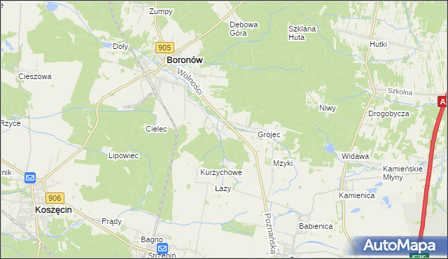 mapa Hucisko gmina Boronów, Hucisko gmina Boronów na mapie Targeo