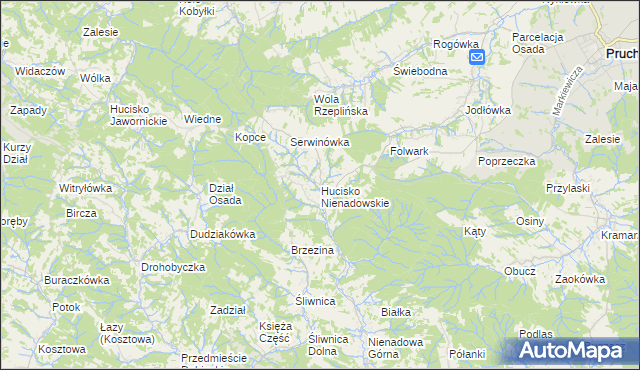 mapa Hucisko Nienadowskie, Hucisko Nienadowskie na mapie Targeo