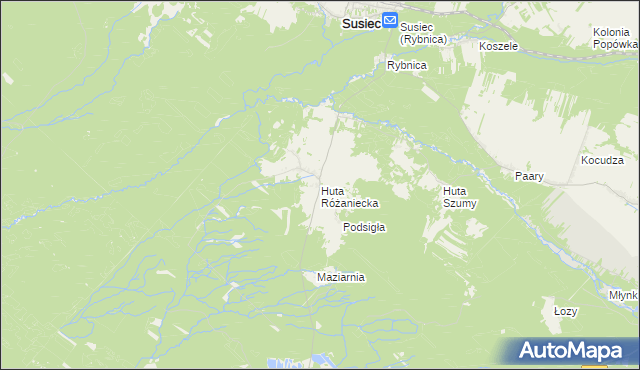 mapa Huta Różaniecka, Huta Różaniecka na mapie Targeo