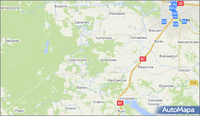 mapa Ignackowo, Ignackowo na mapie Targeo