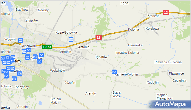 mapa Ignatów gmina Kamień, Ignatów gmina Kamień na mapie Targeo