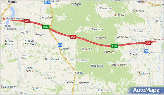 mapa Izabelin gmina Krzymów, Izabelin gmina Krzymów na mapie Targeo