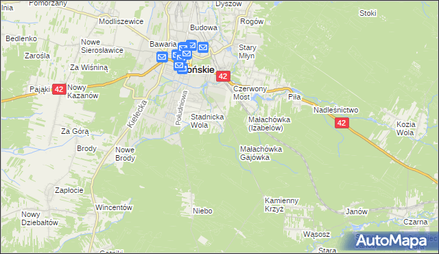 mapa Izabelów gmina Końskie, Izabelów gmina Końskie na mapie Targeo