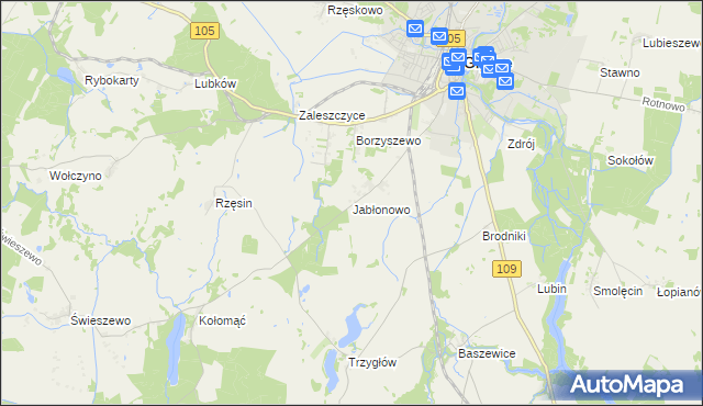 mapa Jabłonowo gmina Gryfice, Jabłonowo gmina Gryfice na mapie Targeo