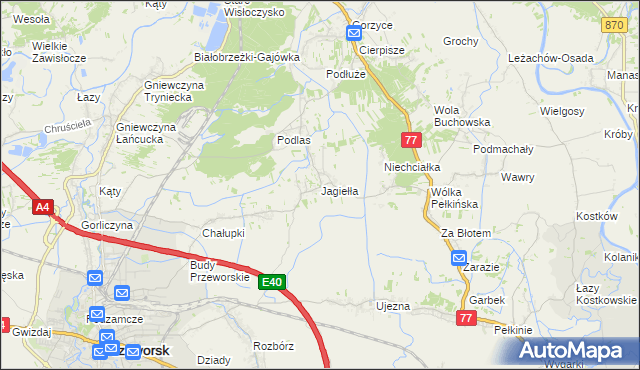 mapa Jagiełła gmina Tryńcza, Jagiełła gmina Tryńcza na mapie Targeo